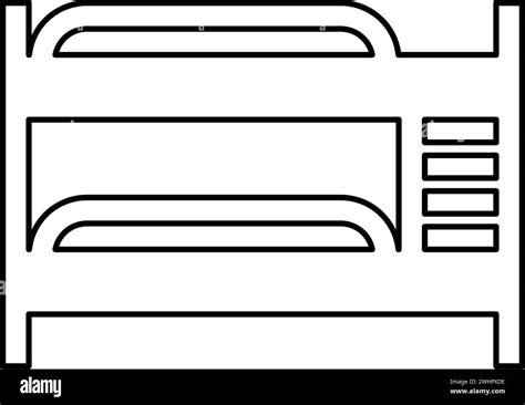 Double Tier Bunk Bed Contour Outline Line Icon Black Color Vector