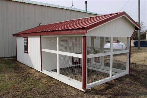 8'x12' Chicken Coop with 8' Run. White Sides, Barn Red Roof and Trim ...