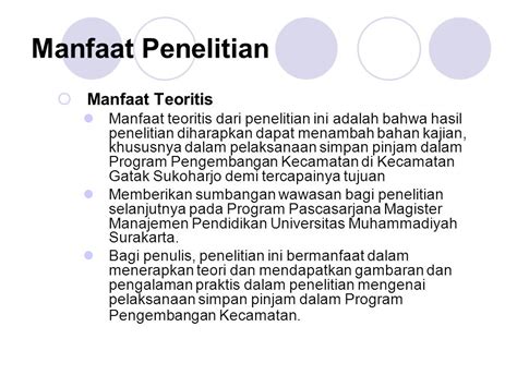 Contoh Manfaat Teoritis Dan Praktis Dalam Skripsi