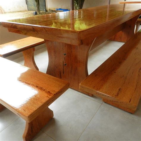 Mesa Rustica Madeira Angelim 3 0mts 4 Bancos 12 Lugares