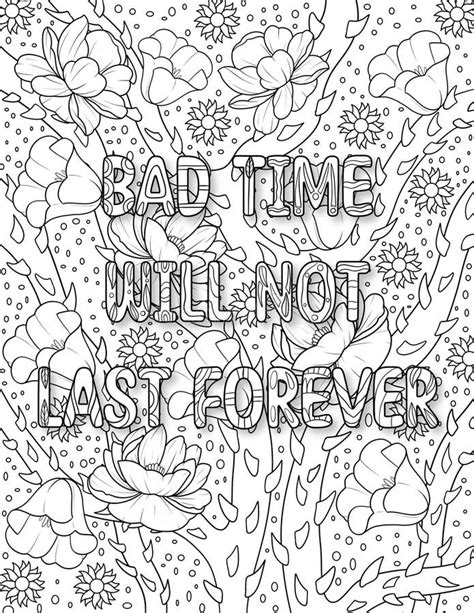 Positive Quotes Coloring Page For Adult Stock Illustration