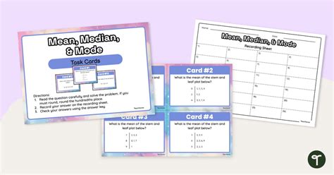 Mean Median And Mode Task Cards Teach Starter