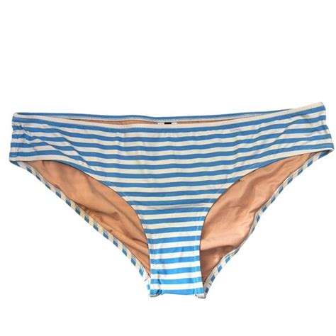 J Crew Swim J Crew Bikini Bottoms Womens Xl Blue White Stripe Swim Poshmark