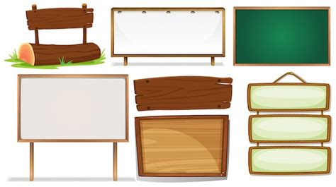 Free Vector | Illustration of different designs of wooden signs