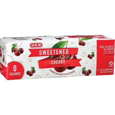 H E B Sweetened Cherry Sparkling Water 12 Pk Cans Shop Water At H E B