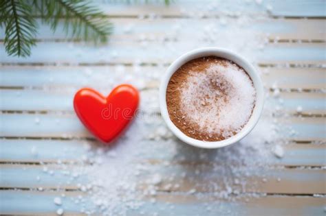 Top View Of Frothy Cappuccino Coffee With Beautiful Latte Art On