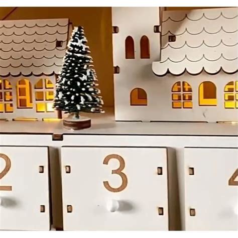 Calendrier De Lavent De Noël En Bois Village Avec 24 Tiroirs Avec