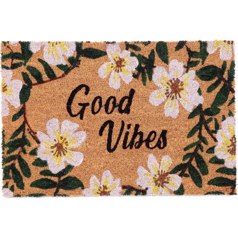 Relaxdays Zerbino In Fibra Di Cocco 60 X 40 Cm Scritta Good Vibes