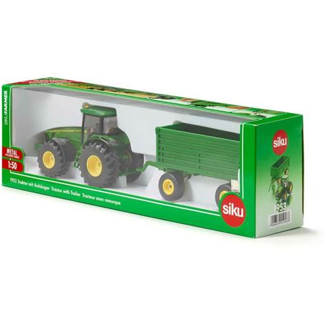 Siku 1953 Véhicule miniature Tracteur John Deere avec remorque