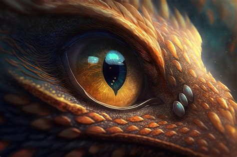 Premium Ai Image Closeup Of Cute Little Dragons Eyes With Its Magical Powers And Abilities Visible