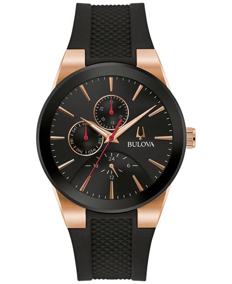 Bulova Chronograph Modern Millennia Black Silicone Strap Watch Mm For