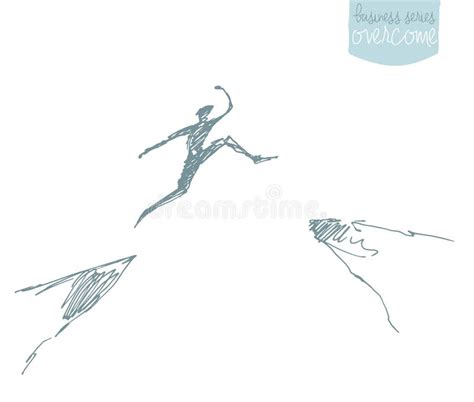 Silhouette Man Jumping Over Gap Concept Vector Stock Vector