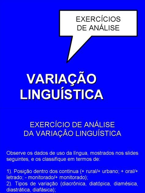 Exercício De Variação Linguística - LPII2013 - Exercícios de Análise Da Variação Linguística | PDF ...