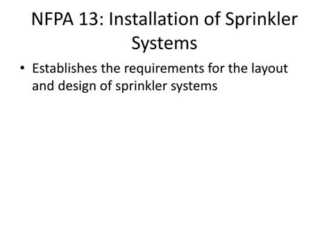 Ppt Nfpa 13 Installation Of Sprinkler Systems Powerpoint