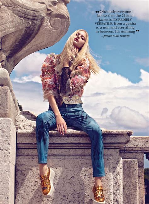 Nastya Kusakina Dons the Chanel Jacket for Flare October 2012 by Max ...