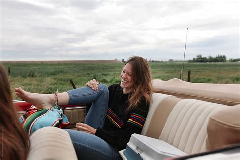 Smiling Teenage Passenger In Back Seat Of Convertible By Stocksy Contributor Tana Teel Stocksy