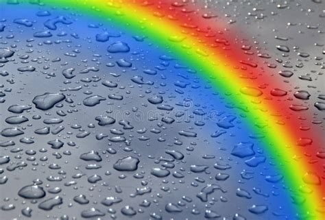 Rainbow Raindrops On Asphalt Stock Image Image Of Back Rainbow 24436053