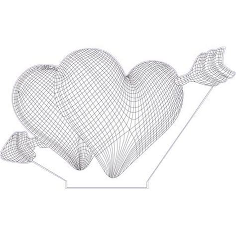 Double Heart D Illusion Acrylic Led Lamp Vector Dxf Cdr For Cnc Cut