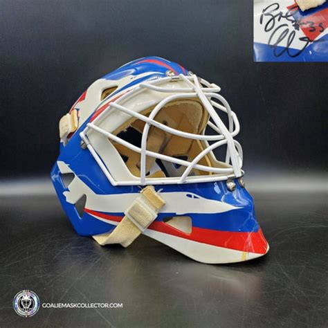 Featuring:Bob Essensa Game Worn Goalie Mask Gee Harrison Winnipeg Jets ...