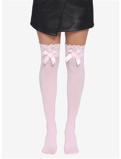 Pink Rose Lace Thigh Highs Hot Topic