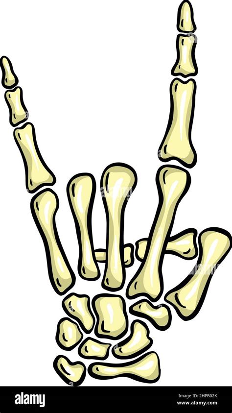 Cartoon Skeleton Hand Gesture Illustration Vector for Halloween Stock ...