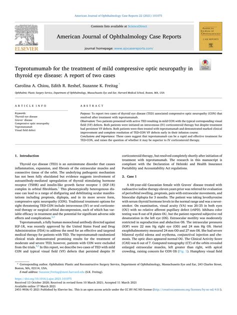 PDF Teprotumumab For The Treatment Of Mild Compressive Optic