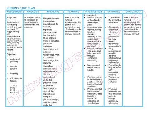 Nursing Care Plan Abruptio Placentae Pdf Nursing Crib