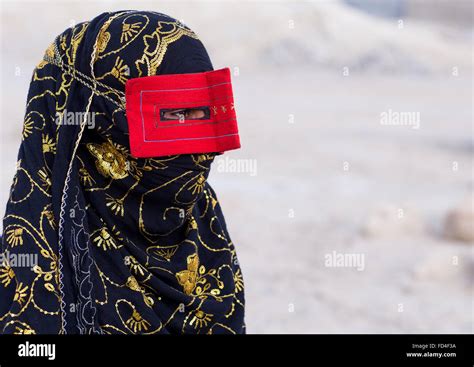 A Bandari Woman Wearing A Traditional Mask Called The Burqa Qeshm