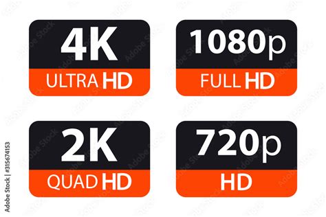 Modern Technology Signs 4k Ultra Hd 2k Quad Hd 1080p Full Hd And