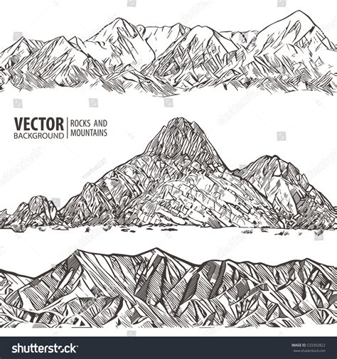 Mountains Ranges Set Nature Sketch Spiky Stock Vector Royalty Free