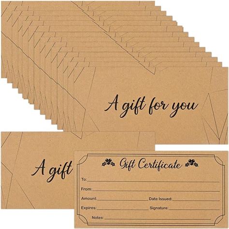 Amazon Mounmda Pcs Rustic Blank Gift Certificates For Business