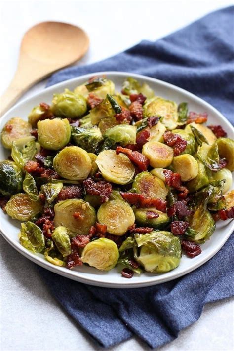 Honey Roasted Brussels Sprouts With Bacon Recipe Veggie Side Dishes Roasted Brussel