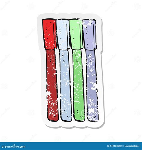 Etiqueta Afligida Retro De Penas De Uns Desenhos Animados Ilustra O Do