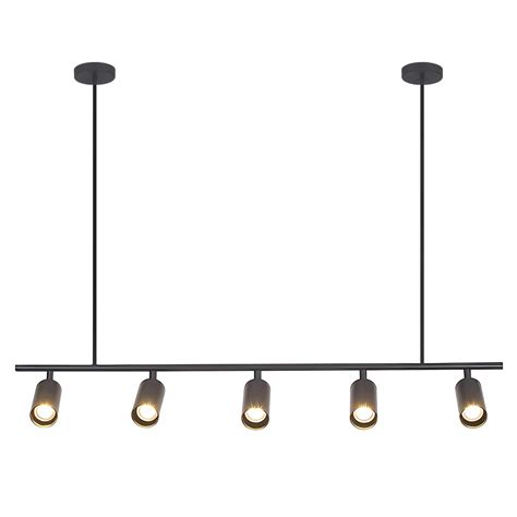 BOKT Matte Black Metal 5 Lights LED Linear Track Lighting Mid Century