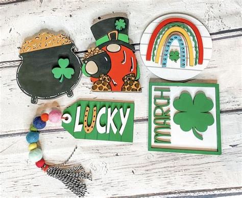 St Patricks Day Tiered Tray Signs St Patty Gnome Tiered Etsy Tray