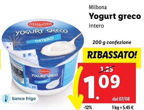 Milbona Yogurt Greco Intero 200 G Confezione Offerta Di Lidl