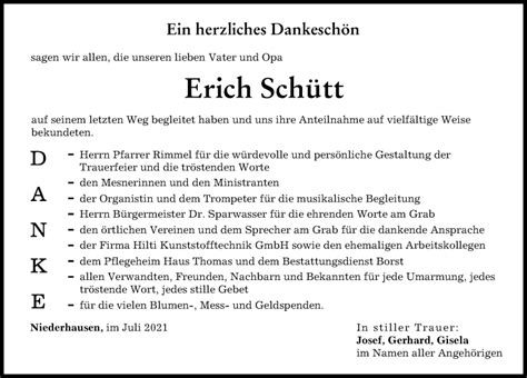 Traueranzeigen Von Erich Sch Tt Augsburger Allgemeine Zeitung