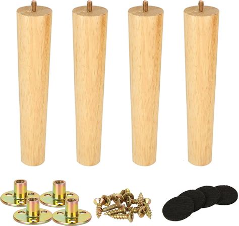 GOYADA Lot de 4 Pieds de Meuble Bois Massif 25 CM Pieds de Canapé Bois