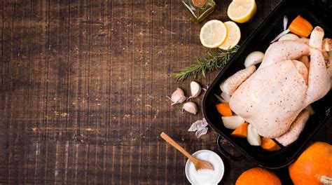 Premium Photo Flat Lay Of Thanksgiving Roasted Chicken Dish With Copy Space