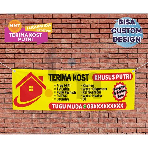 Jual Cetak Mmt Banner Spanduk Terima Kost Wanita Kos Putri Shopee