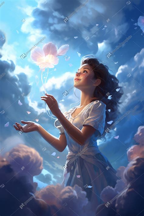 Surreal Dream Girl Reaching for the Sky | AI Image | PoweredTemplate ...