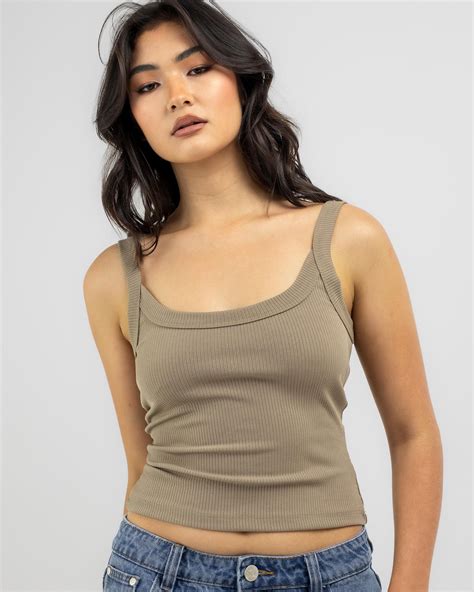 Shop Ava And Ever Ayla Basic Rib Tank Top In Taupe Fast Shipping And Easy Returns City Beach