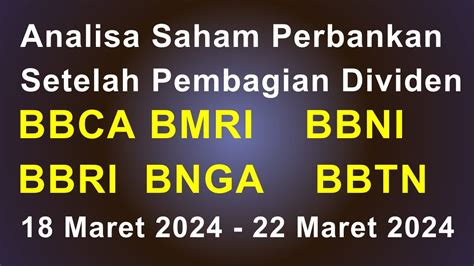 Analisa Saham Perbankan Setelah Pembagian Dividen BBCA BMRI BBNI BBRI