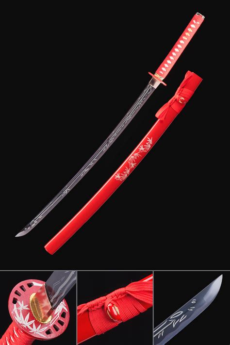 Rotes Katana Handgefertigtes Japanisches Katana Schwert Aus