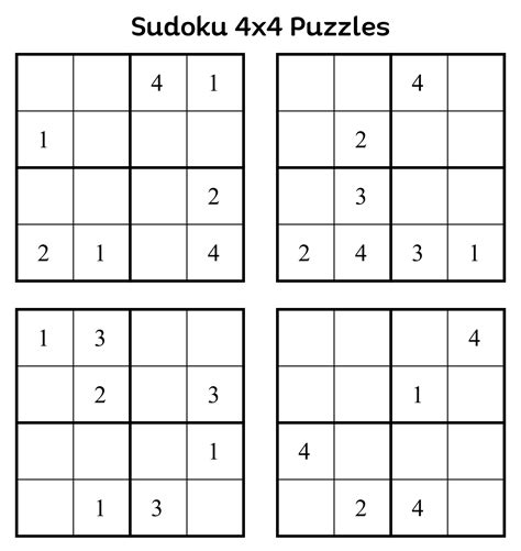 Printable Sudoku 4x4 Easy Tolfearth