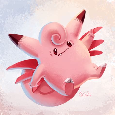 209894 Safe Artist Tsaoshin Clefable Fictional Species Feral Nintendo Pokémon