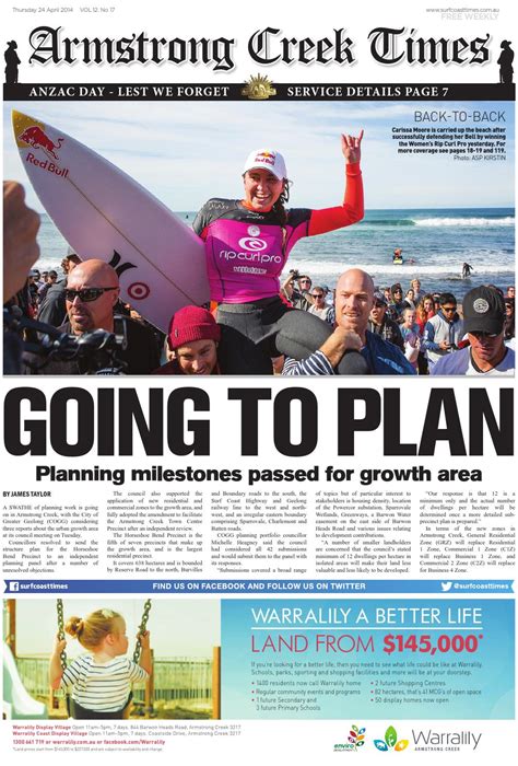 Armstrong Creek Times April 24 2014 By Surf Coast News Australia Pty