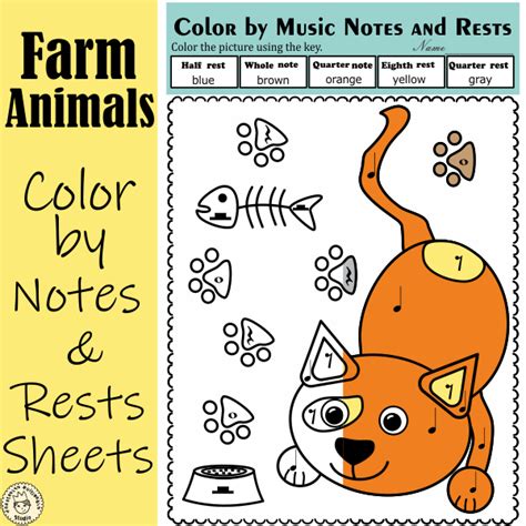 Farm Animals Music Coloring Pages | Notes & Rests