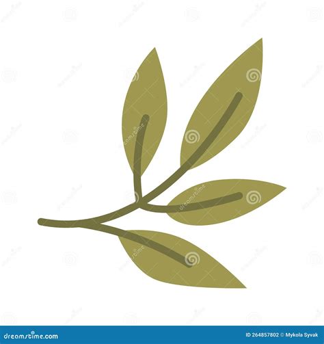 Cute Cartoon Green Leaf Flat Icon Decoration Branch Stock Vector ...