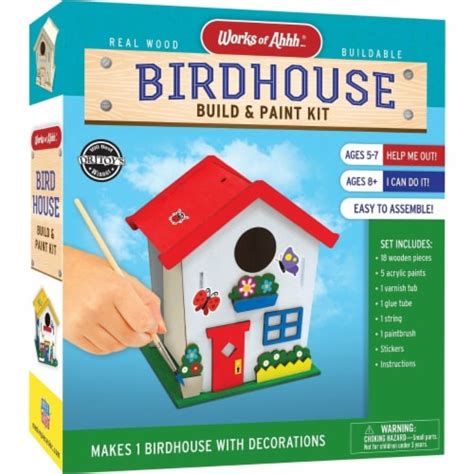 Masterpieces Birdhouse Craft Paint Kit Buildable Wood Art Set For Kids